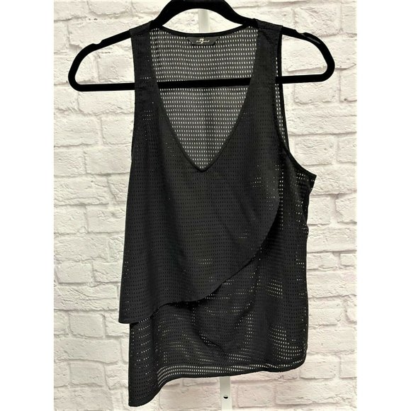7 For All Mankind Women's Black Mesh Tank Small - Picture 2 of 5
